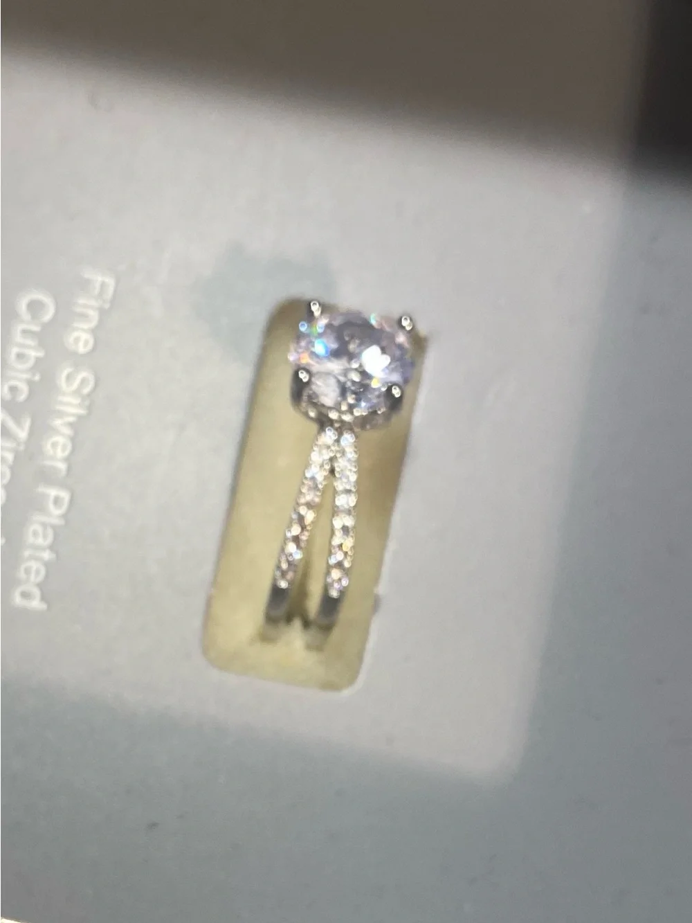Classic Round Cubic Zirconia Split-Shank Ring in Silver - Size 8